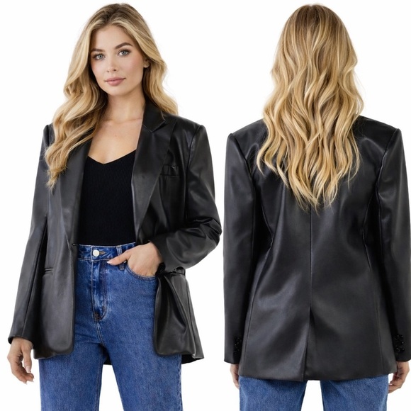 Endless Rose Jackets & Blazers - Endless Rose Faux Leather Blazer